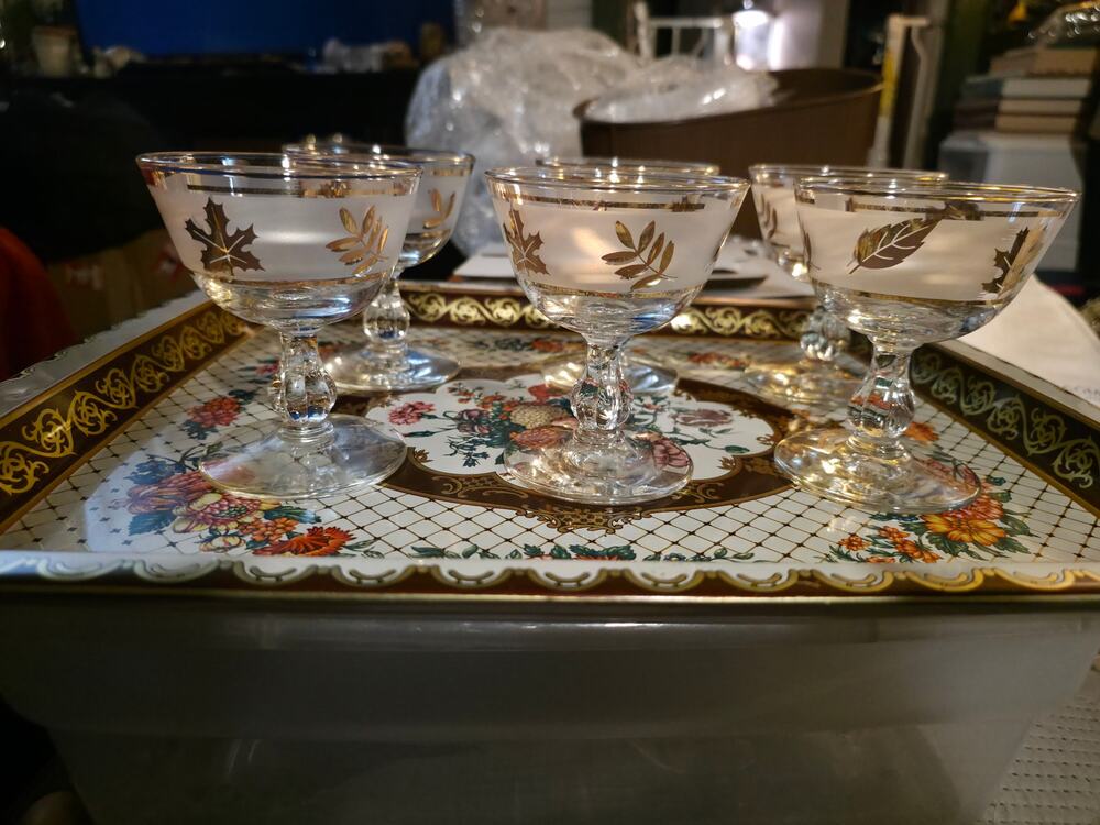 Libbey set of six sherbet gold leaf